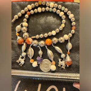 Unique Statement necklace with some glass beads